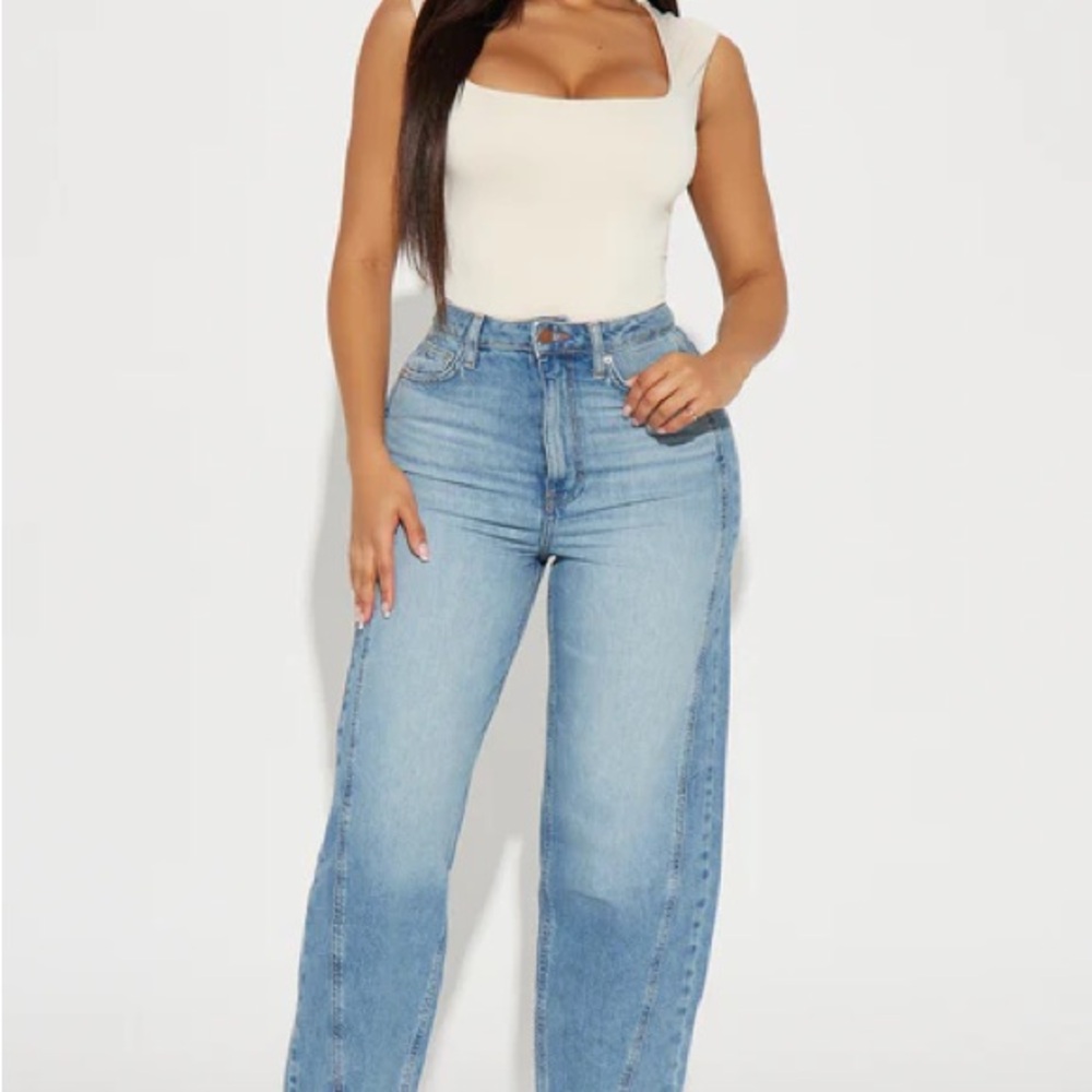 Fashion Nova Blue Flare Wide Leg Jeans